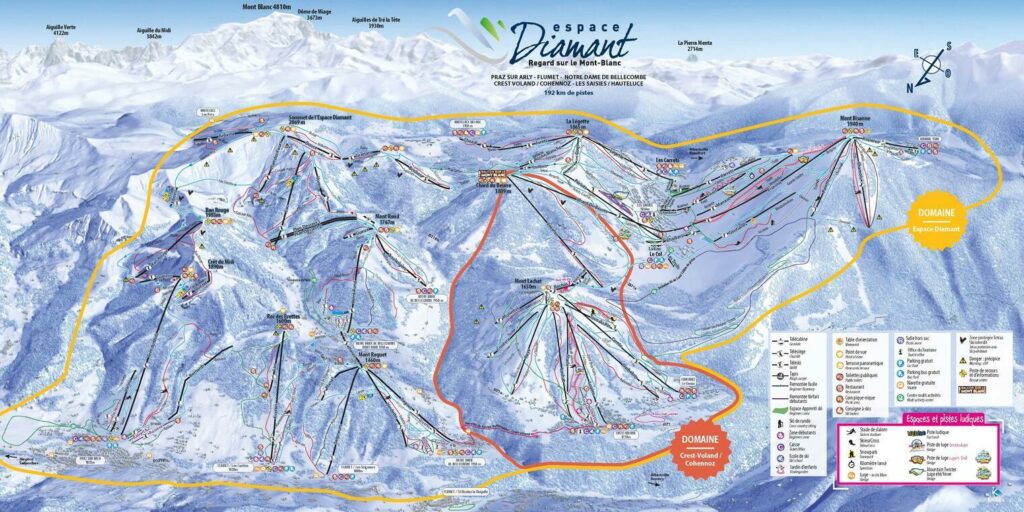 Plan des pistes de l'Espace Diamant.